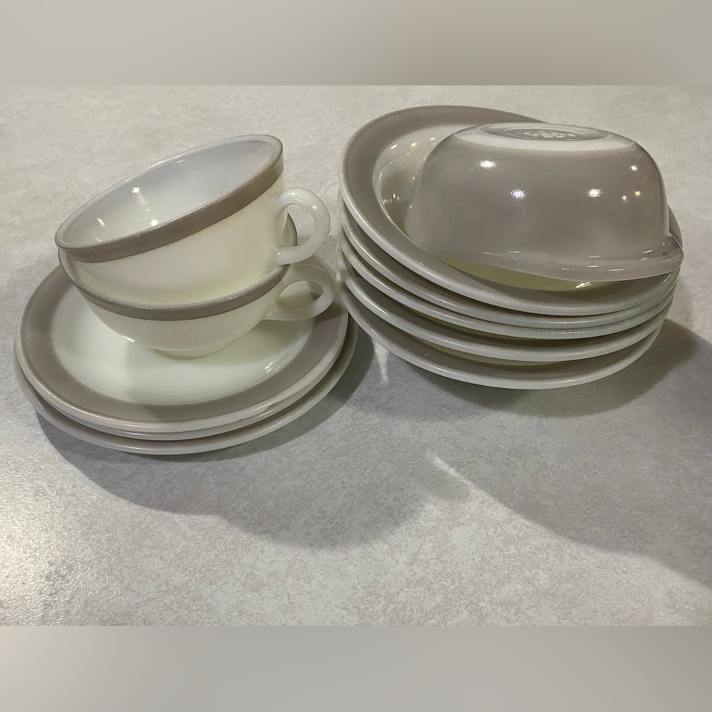 11pc vintage grey band Pyrex tableware lot and 080